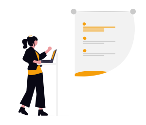 Διδάσκουσα μαθήματος κρατάει λάπτοπ και δείχνει ένα αρχείο.